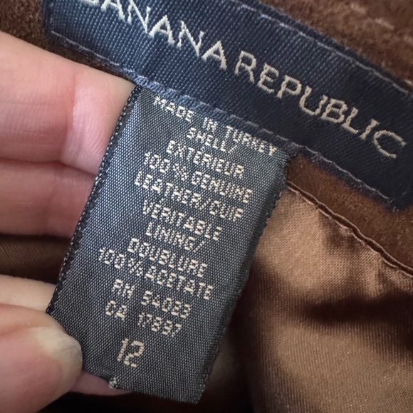 Vintage Banana Republic Brown Suede Leather Midi Skirt 12 - Picture 3 of 5